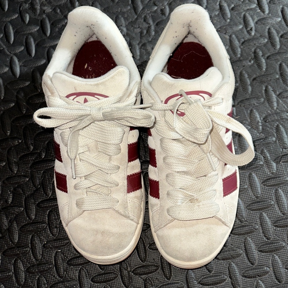 Adidas Women's Cream and Burgundy Sneakers